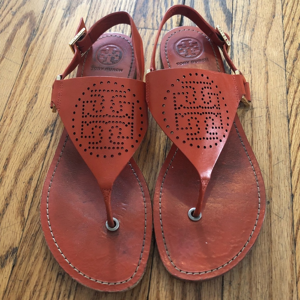 Tory Burch Orange Leather Sandals